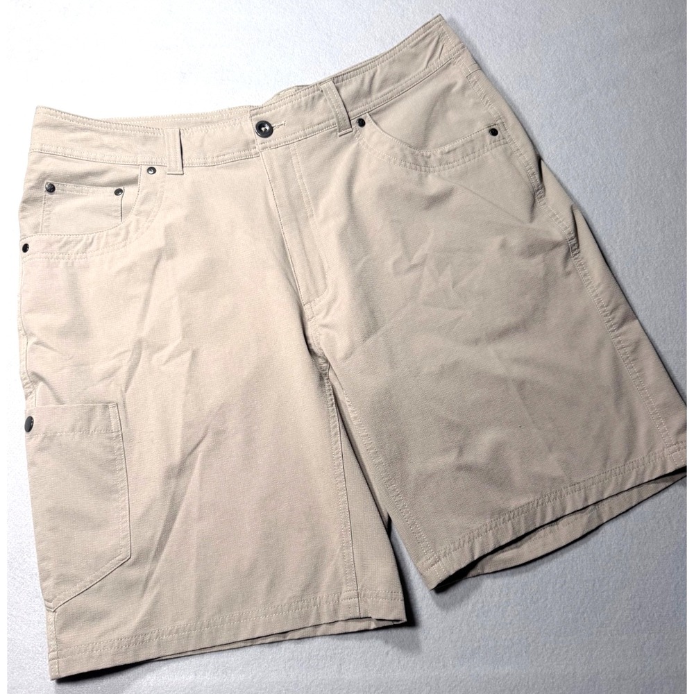 Killik Men's Performance Cargo Hiking Shorts Size 36 Tan Beige Flat Front Pristi